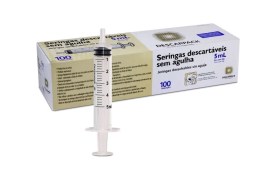 Seringa Descartável Slip Sem Agulha - 5 Ml - 100 Unid - Descarpack